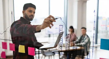 Unternehmensberatung mit visueller Strategieplanung am Whiteboard