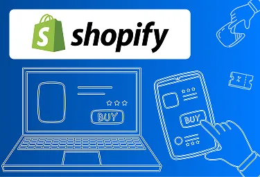 Shopify-Onlineshop auf Laptop und Smartphone mit Kaufen-Button