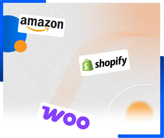 Logos von Amazon, Shopify und WooCommerce als Beispiele für Anbindungen über die JTL API