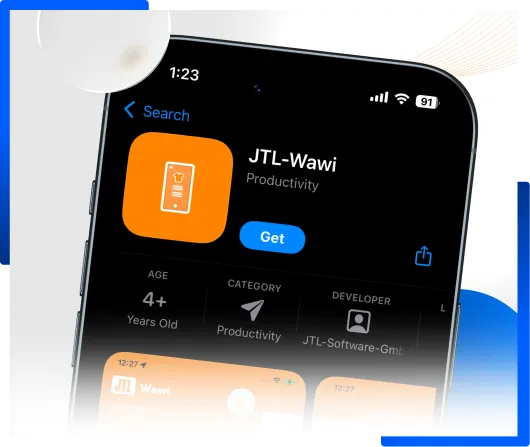 JTL-Wawi App im App Store auf einem Smartphone